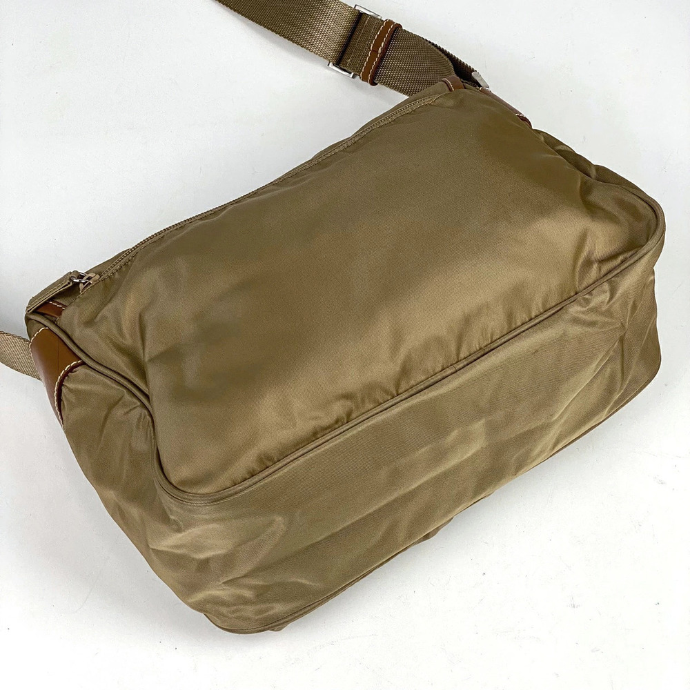Prada Logo Plate Crossbody Shoulder Messenger Bag Brown